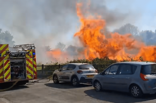 Thick black smoke could be seen throughout the local area as firefighters worked to extinguish the fire