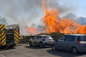 Thick black smoke could be seen throughout the local area as firefighters worked to extinguish the fire