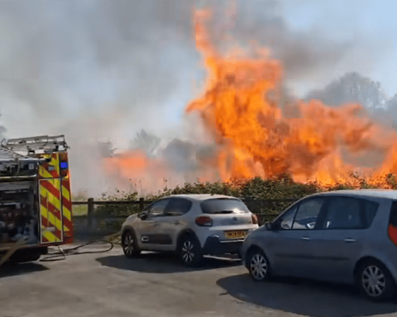 Thick black smoke could be seen throughout the local area as firefighters worked to extinguish the fire
