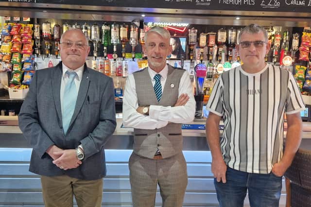 Left to right: Pete Flynn, Co-owner, Mark Butcher, Chairman of Blackpool & Fleetwood Reform UK, Nick Lowe, Landlord