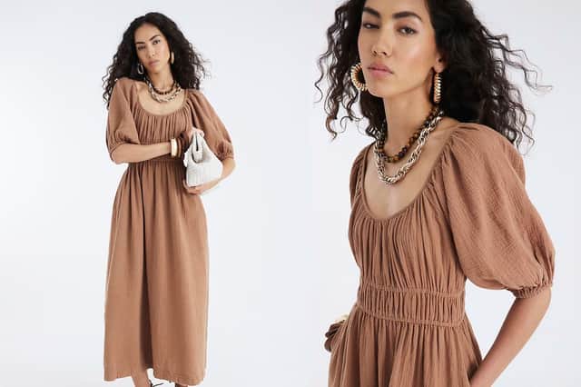 This River Island Short Sleeve Gathered Midi Dress is going viral – and it’s perfect for summer