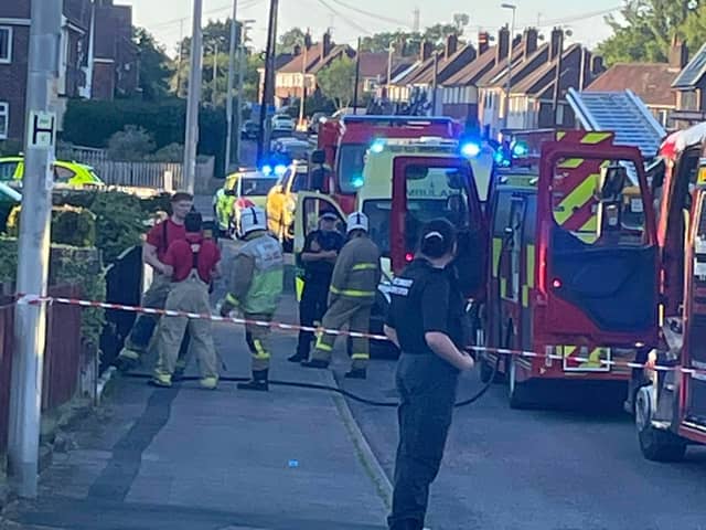 Emergency services at the scene in Chepstow Road, Blackpool 