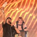 Austrian singer Johannes Pietsch, known as JJ representing Austria with the song "Wasted Love" celebrates with the 2025 Eurovision Song Contest trophy after winning the grand final at the St. Jakobshalle arena in Basel on May 18, 2025.