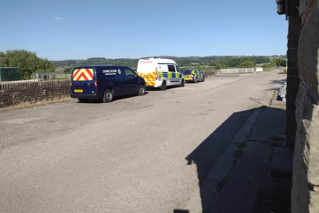 Emergency services seen at the edge of the River Wyre in Garstang on Saturday afternoon,