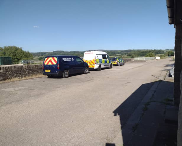 Emergency services seen at the edge of the River Wyre in Garstang on Saturday afternoon,