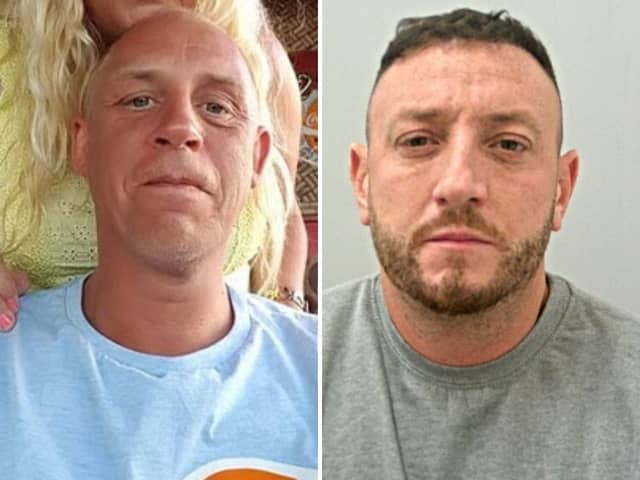 Jake Balmforth (right) punched Tony Johnson (left) during a clash between Burnley and Blackpool fans outside the Manchester pub on Blackpool Promenade on Saturday, March 4, 2023.
Mr Johnson, 55, from Blackpool, suffered a serious head injury. He did not regain consciousness and sadly died in hospital two days later