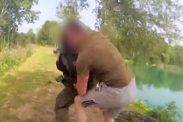 Andrew Bowman is confronted and attacks two Environment Agency water bailiffs whilst fishing at Poole Hall Fisheries near Alveley.