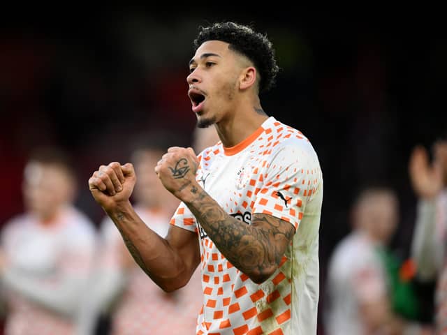 Departing Blackpool player Jordan Gabriel