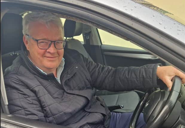 Taxi drivers in Blackpool, such as Neil Charnock, are protesting against 'out of town' drivers