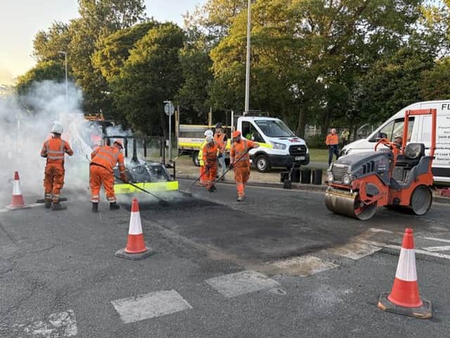 Thermal Road Repair works taking place on West Park Drive