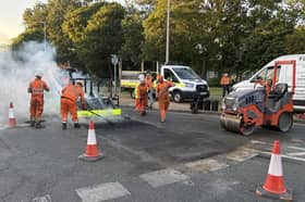 Thermal Road Repair works taking place on West Park Drive