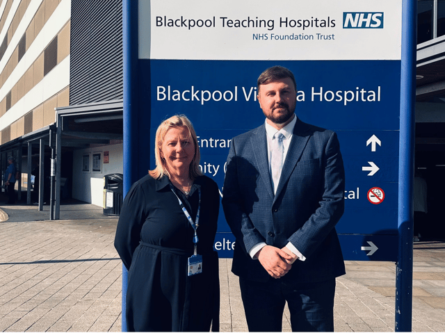 Blackpool MP Chris Webb with Blackpool Teaching Hospitals chief exec Maggie Oldham