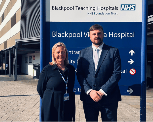 Blackpool MP Chris Webb with Blackpool Teaching Hospitals chief exec Maggie Oldham