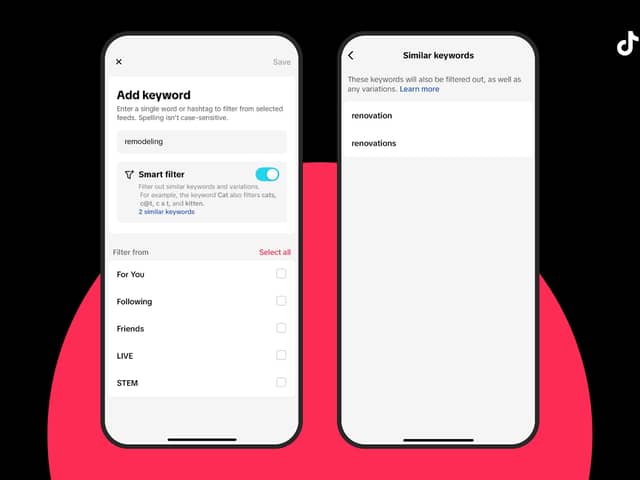 TikTok's new Smart Keyword Filters feature