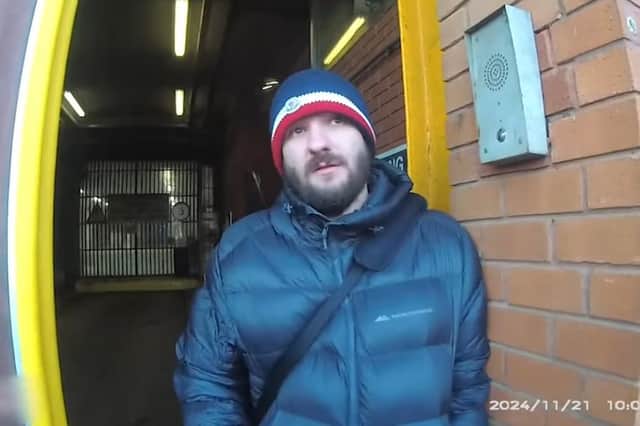 This is the moment when officers from Northwich Proactive CID arrested Samuel Watts as he was released from in Preston