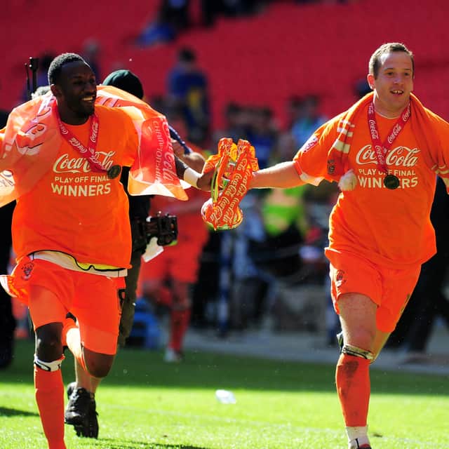 The midfielder celebrated playoff glory with Blackpool in 2010. 