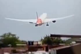 Harrowing footage of plane crash site emerges after Gatwick Airport-bound Air India flight tragedy. Here, a screengrab of the plane taking off.