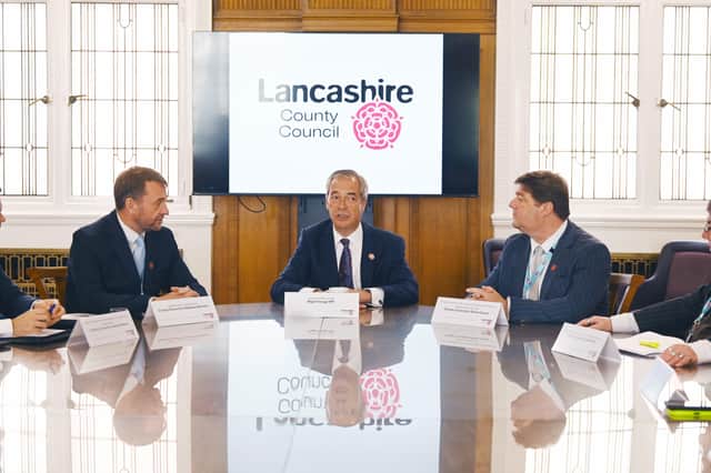 Nigel Farage with the new Lancashire County Council cabinet