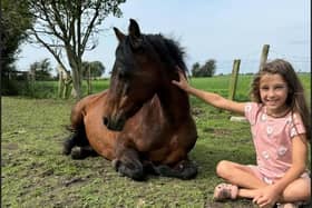 Idyllic - Amelia Wood, six, with one of the family's horses. The proposed quarry would be right nextdoor.