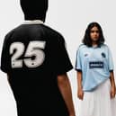 Key looks from the Oasis x Adidas collab include retro football styling and bold anniversary branding.