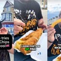 American TikTok food reviewer Kalani Ghost Hunter has been in Blackpool to try a local chippy
