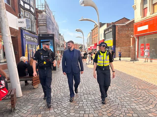 Blackpool South MP Chris Webb on the beat in Blackpool town centre