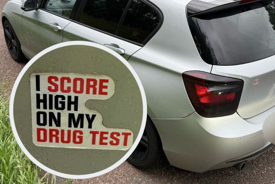 BMW driver with 'I score high on my drug test' sticker arrested on M6 in ...