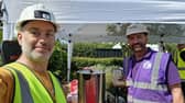 DIY SOS Craig Eckersley, churchwarden Holy Trinity Freckleton, with TV presenter Nick Knowles
