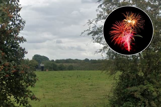 A young calf died following a stampede triggered by fireworks set off near farmland in Carleton