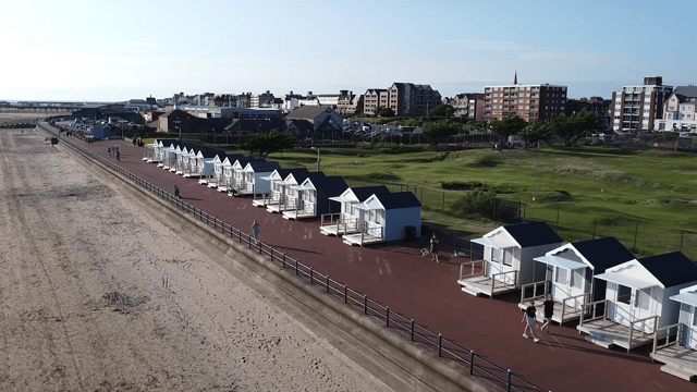 Aerial view of St Annes Beach Huts