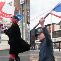 Blackpool protest: Watch moment anti-immigration protesters clash with punks outside the Metropole Hotel
