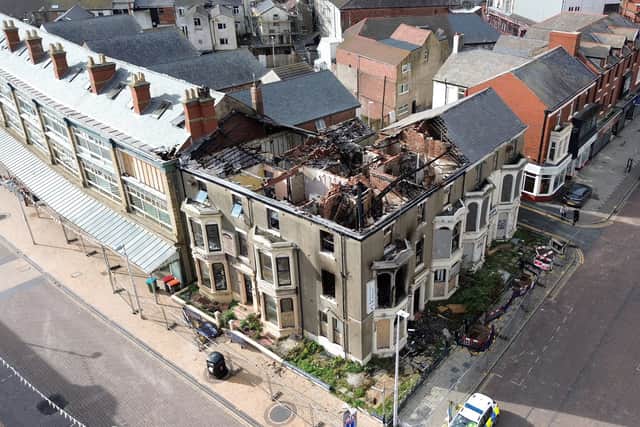 The aftermath of Saturday's blaze at Blackpool's former Carlton Hotel, near the corner of Adelaide Street and Queen Street, on Saturday (September 27)