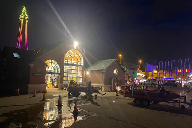 A search and rescue helicopter was forced to suspend operations during a late-night sea rescue in Blackpool after being targeted by a laser