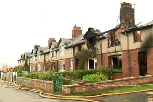 The destroyed homes north of Preston in Vale Terrace, Barnacre