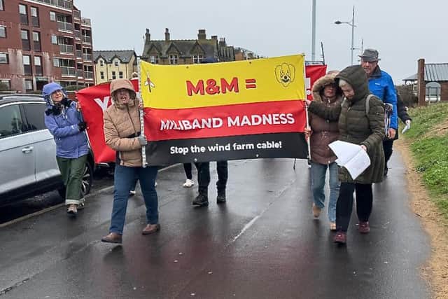 Campaigners make their point about massive disruption fears over proposed windfarm cable plans i n Fylde