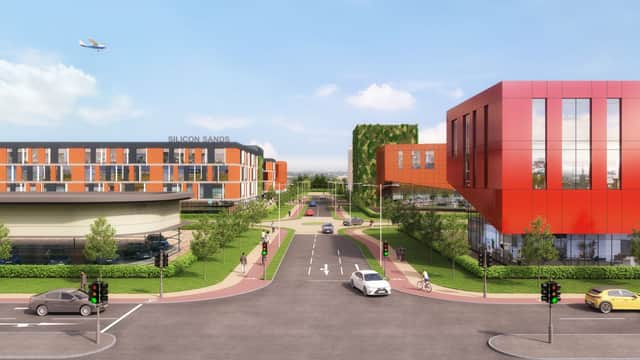 An artists impression of how the Silicon Sands data centre campus off Squires Gate Lane could look