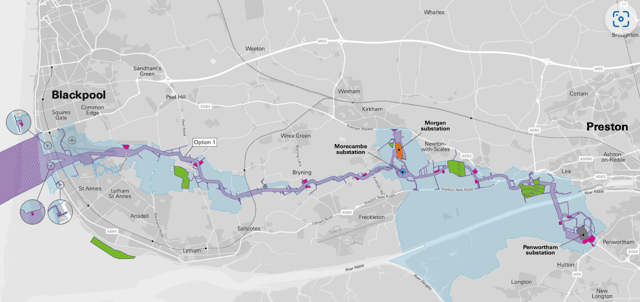 Morgan and Morecambe windfarm planned cabling route