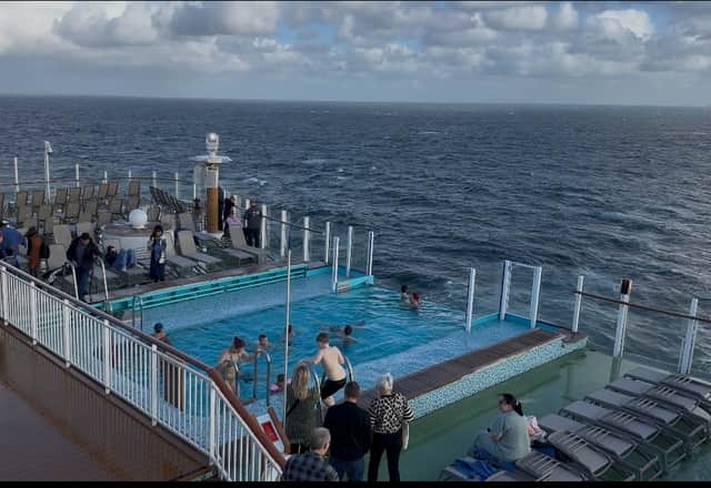One of the outdoor pools onbaord teh P&O crusie ship Iona