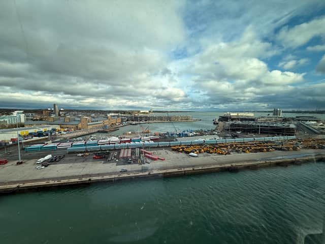The views of Southampton Port from onboard P&O's Iona Cruise Ship