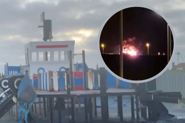 The scene of the arson in Anchorsholme Park play area this morning (Sunday, December 28)