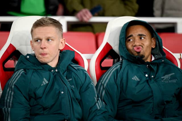 Oleksandr Zinchenko and Gabriel Jesus (Photo by Stuart MacFarlane/Arsenal FC via Getty Images)