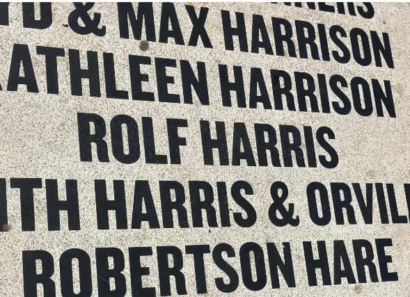 Rolf Harris' name on Blackpool's Comedy Carpet