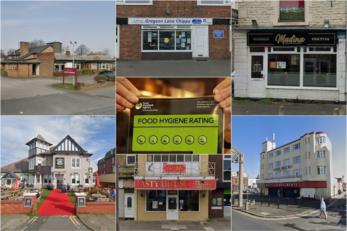 Ma Rating 21 businesses in Lancashire handed new food hygiene ratings including ...