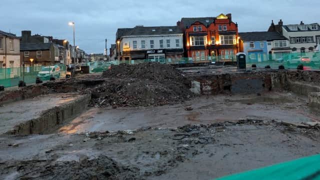 Gone: the empty space now left at the former Yates Bar site after demolition and clearance