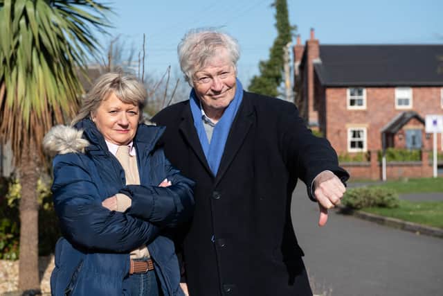 Kay Gordon and Mel Diack MBE are part of a campaign group who oppose a new housing development being built on green belt land in Stalmine. Photo: Lucinda Herbert
