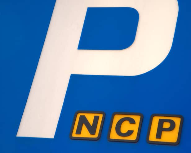 Parking symbol of an NCP car park.