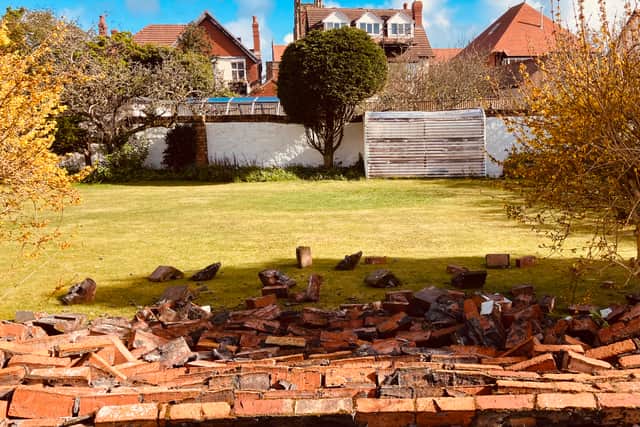 Storm Dave appears to have knocked down this garden wall in St Annes too.
