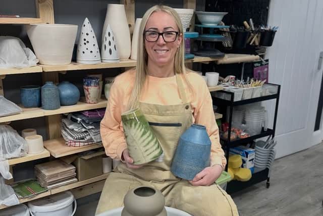 Kelly Monks at the Koco Pottery Studio in Thornton