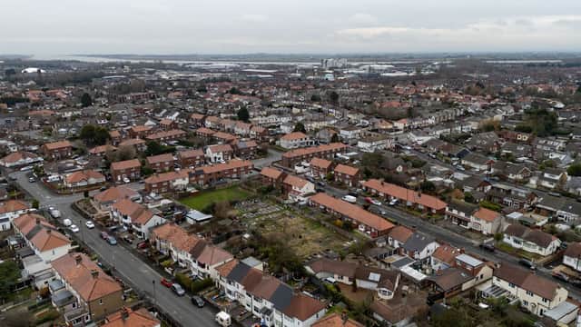 Sandringham Avenue Allotments with a view of the former ICI site, now operated by AGC Chemicals Europe Ltd, within the Hillhouse Technology Enterprise Zone in Thornton
