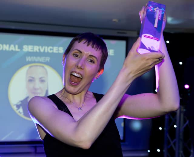 Lancashire Apprenticeship Awards 2025 at PNE Football Stadium. Professional Services Apprentice Award winner Helena Houghton.
